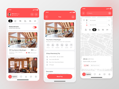 Airbnb Travel App UI Design app design booking app clean design home screen mobile app design mobile ui travel travel app travel booking traveling trip ui ui ux ux