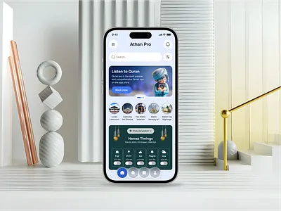 Prayer Time & Islamic Lifestyle Mobile App app design athan app athan ux islamic islamic app lifestyle mobile app mosque finder muslim app prayer alert prayer reminder prayer time qibla qibla finder worship