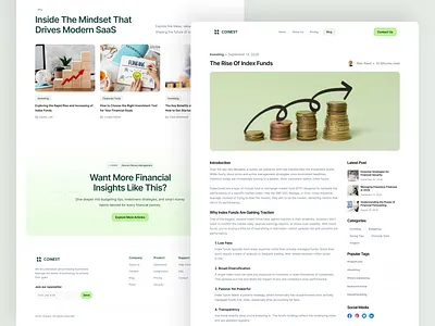 Coinest Blog Details & Contact Page - Finance Management Saas blog details page clean ui web coinest template contact page design figma components figma ui financeux fintech template minimalist web design mobile friendly design modern saas ui responsive ui kit saas contact page ui inspiration ui showcase ui trends ux figma template webflow design ready