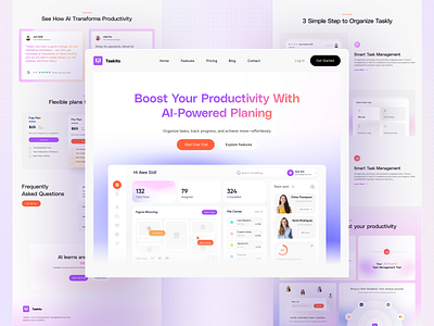 AI-Powered Task Management Website ai ai assistance design management people management planning productivity saas saas ai ui uiux web web design website website redesign