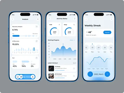 FitQuest Gym – Fitness Mobile App activity activity status analysis app design charts exercise fitness fitness app fitness mobile app gym healthy mobile ui routine sports tracking ui ux ux design workout yoga