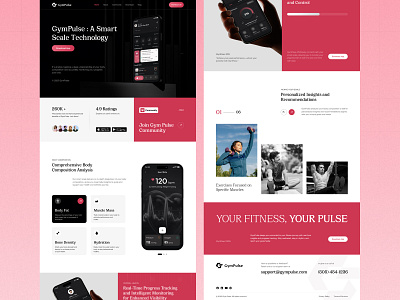 GymPulse: Fitness App Landing Page Design appdesign branding creativedesign design designinspiration dribbbleshot fitness fitness logo fitnessapp fitnesstracking graphic design gym gymwebsite health landingpage logo minimal motion graphics ui webdesign