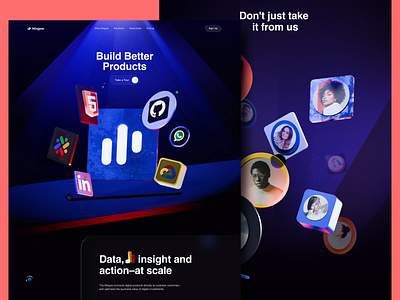 Landing page design for the business analytics platform analytics data fintech landing page outcrowd saas ui uiux ux web web design web development webflow
