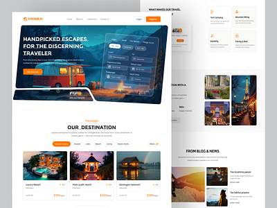Travel Agency Landing Page / Website Design agency booking website clean dark destination hotel journey modern platform product design property management ticket tourism travel travel agency landing page travel website travelling trip ui