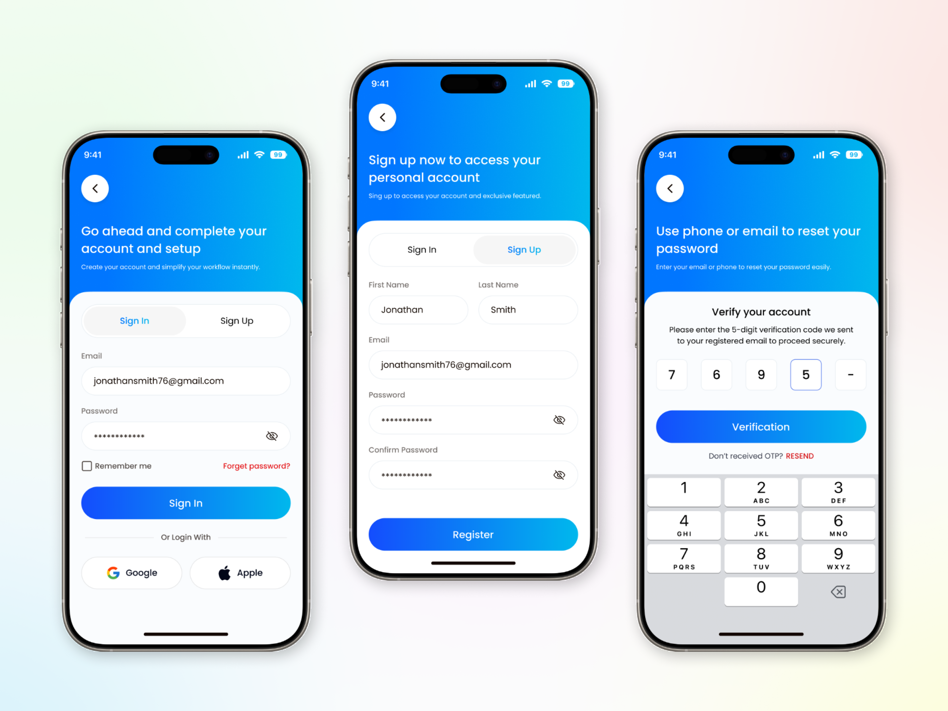 Modern Login & Signup Page UI app create account design design veli forgot password ios app login login form login screen minimal mobile app mobile sign up registration sign in sign up sign up form sign up page signup travel app uiux
