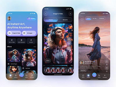 AI Image & Video Maker App | Creative Generation & Smart Editing ai ai app ai art ai art generator ai image ai image maker ai image to video ai photo editor ai video ai video editor ai video maker app app design ios mobile mobile app