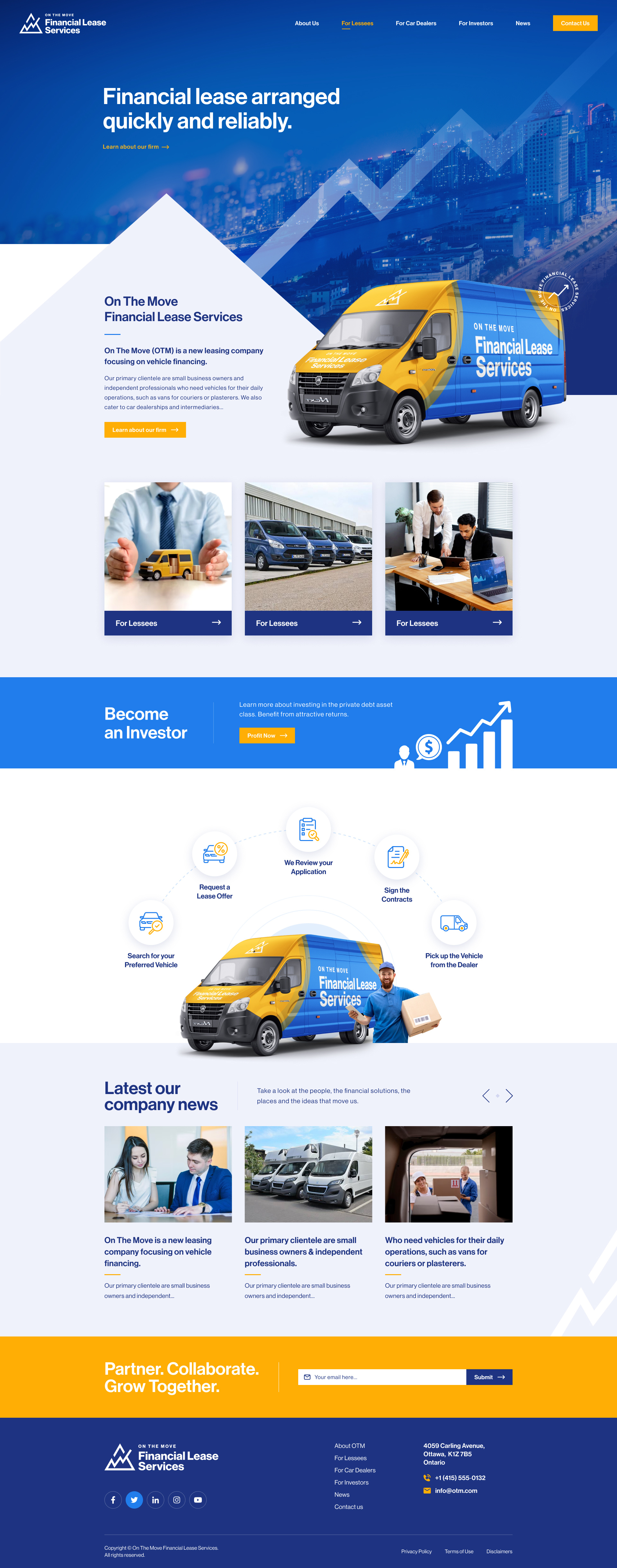 Finance Lease services landing page ui