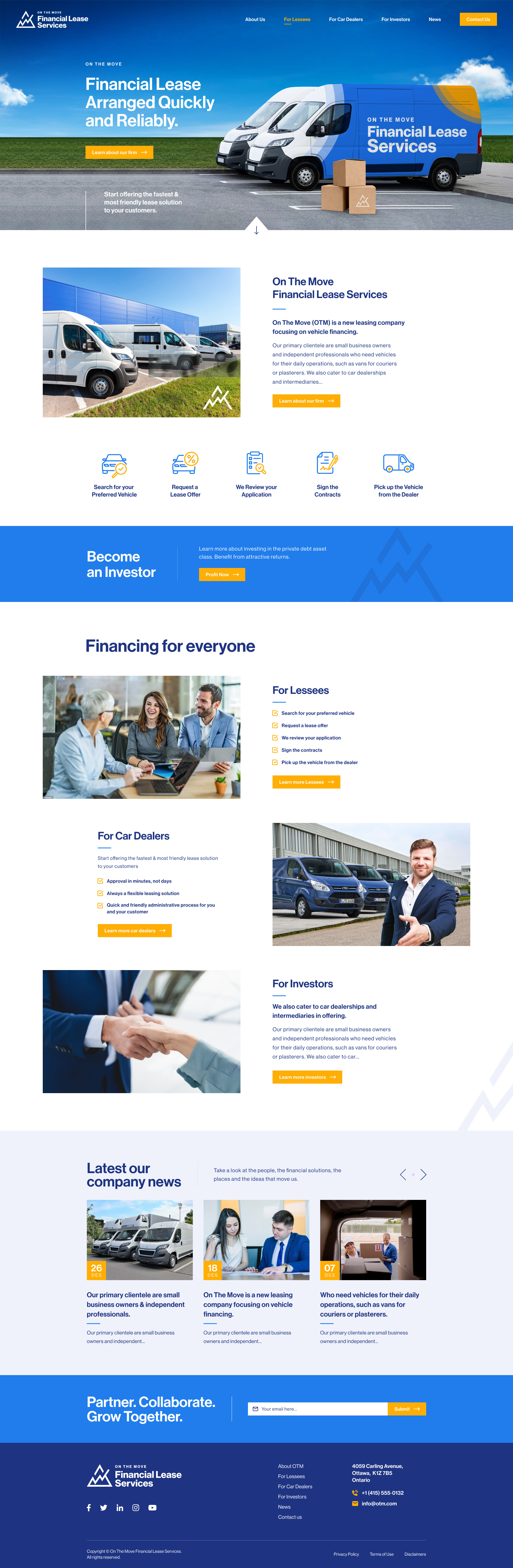 Finance Lease services landing page