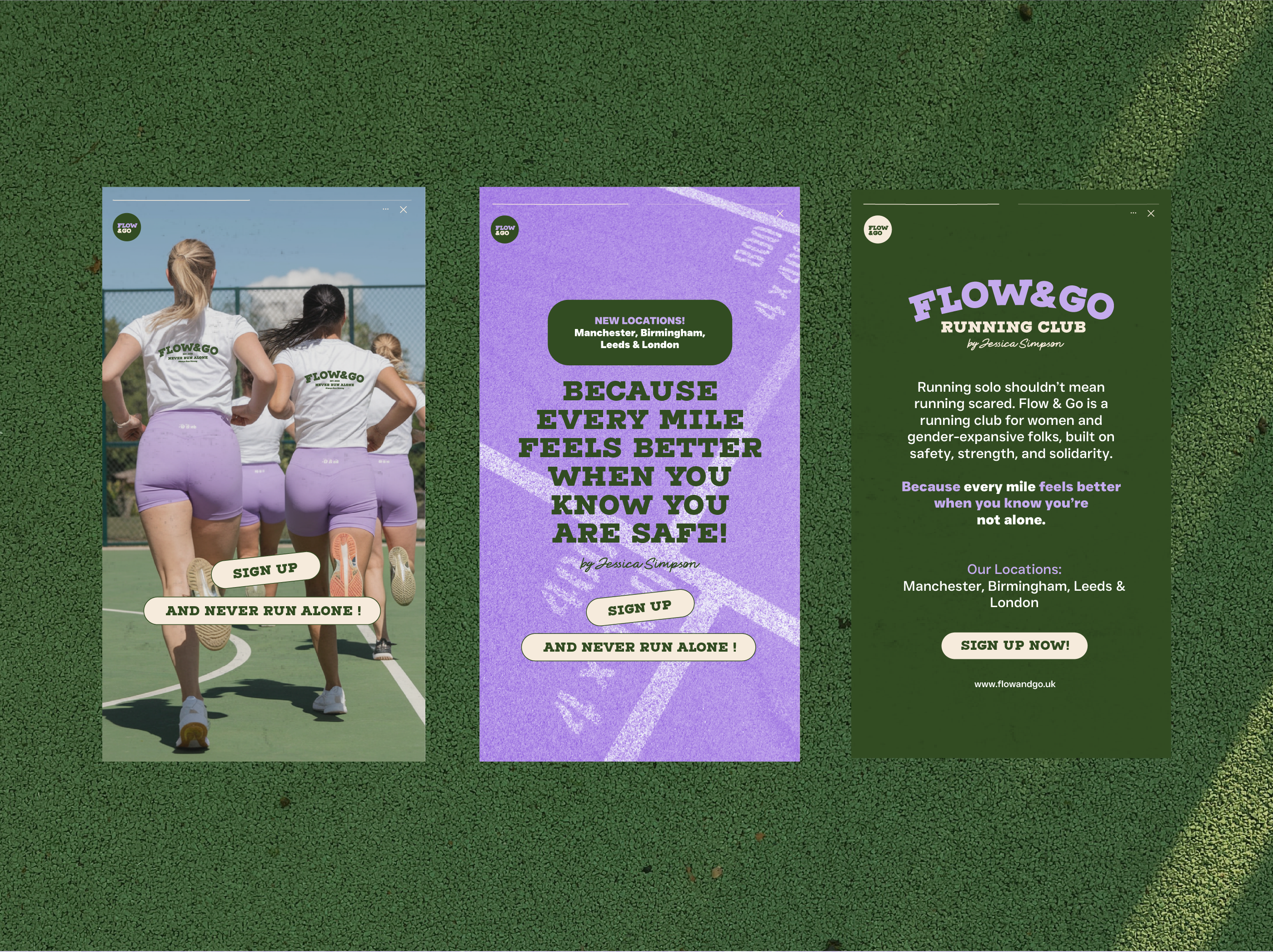 Flow & Go Women's Running Sports Club Branding And Logo brand designer brand identity brand identity designer branding club logo design graphic design logo design logo designer modern retro retro social kit social media social media content social media stories social media templates sports logo