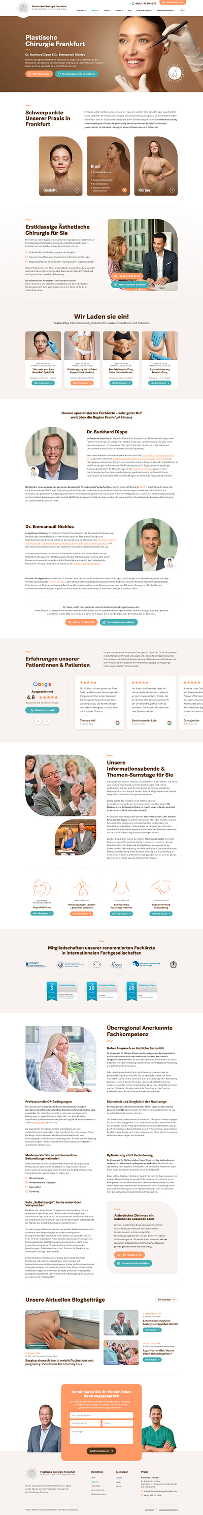 Plastische Chirugle landing page ui