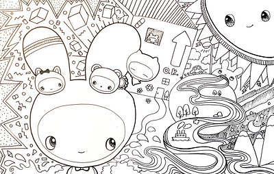 Bunny Town 365 bunnies cartoon character cute doodle illustration ink kawaii marker patterns