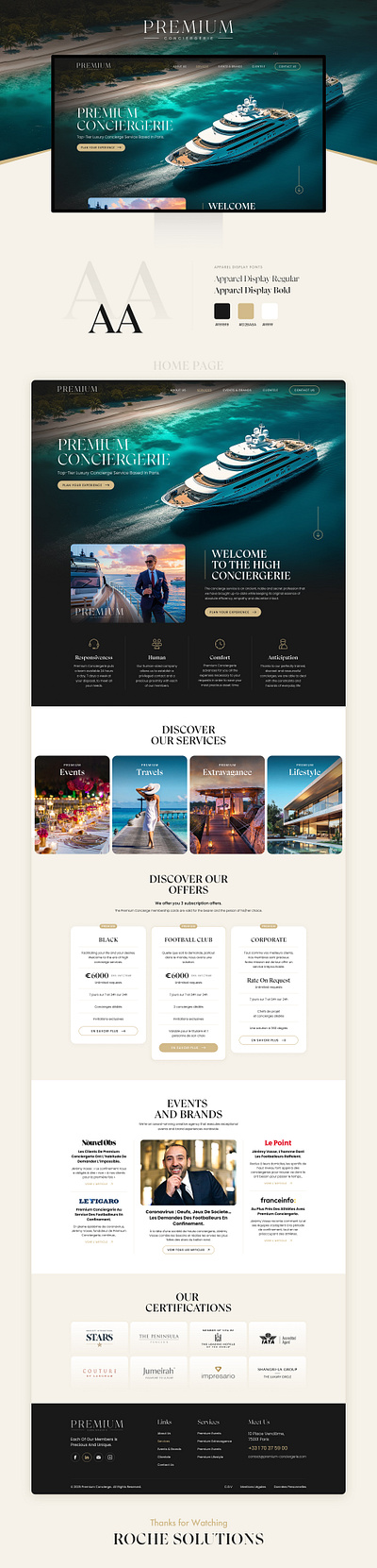 Premium Conciergerie landing page ui