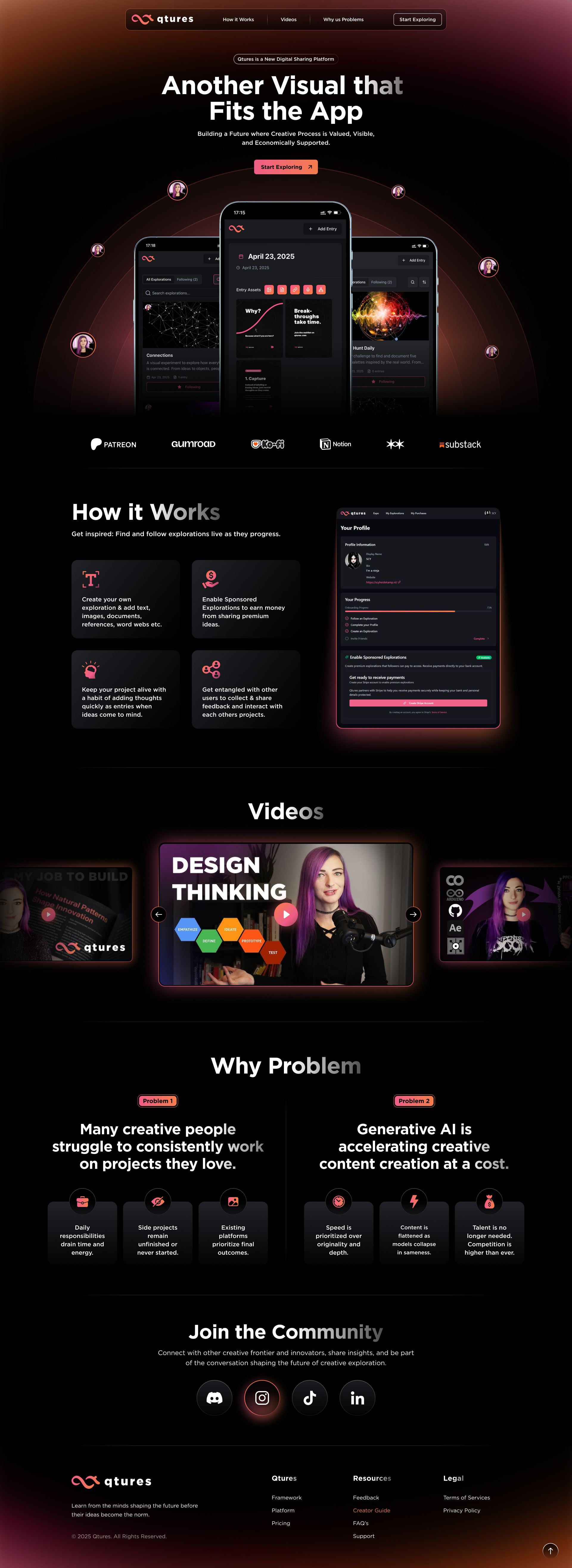 Qtures landing page ui