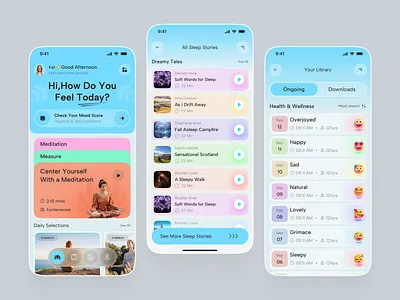 Mental Health Mobile App app design app screen design health health app mental care mental health mobile mobile app mobile app design mobile design mobile ui mobile ui design modern app ui mood tracker product design self care stress tracker ui ux design