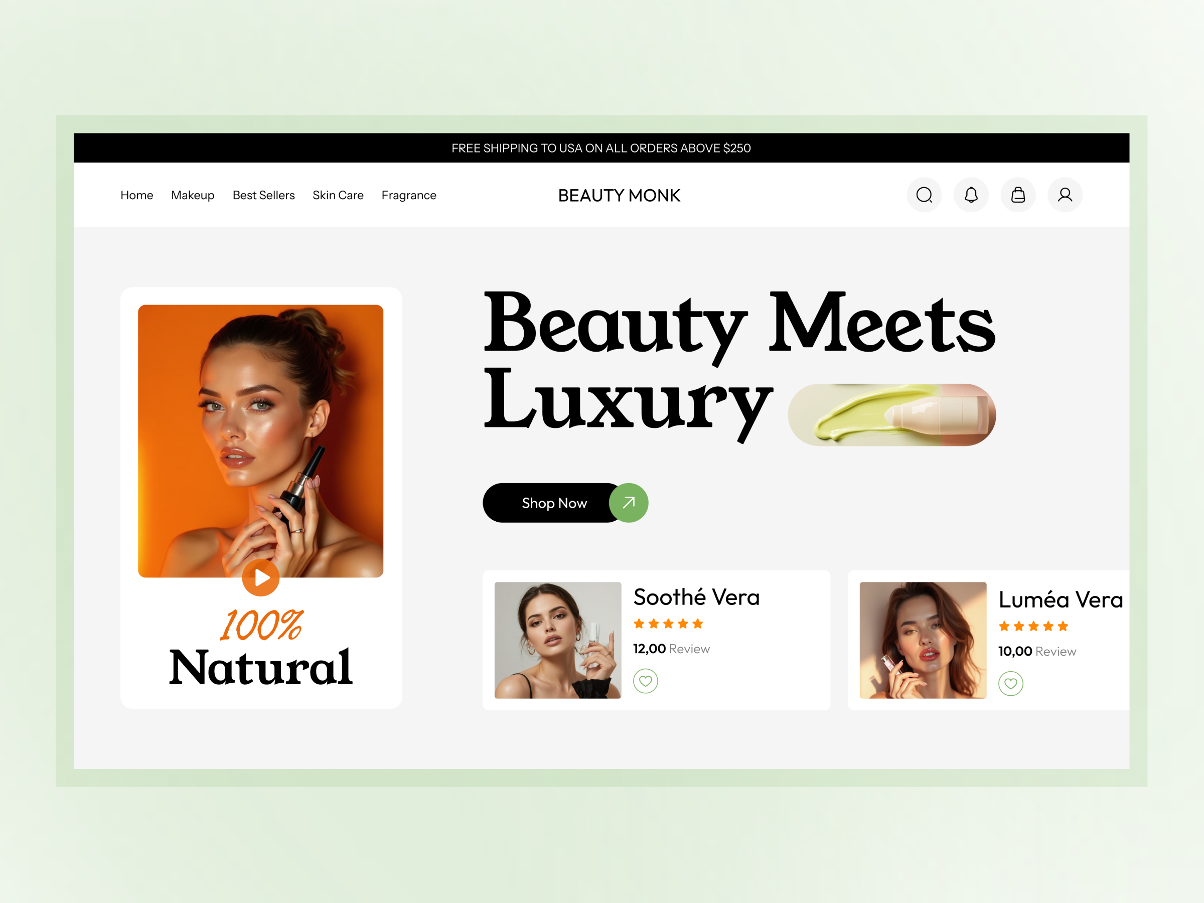 Cosmetics Brand Landing Page beauty beauty product websites cosmetic cosmetic brand cosmetic website design e commerce e commerce website landing page landing page e commerce skincare web design skincare website design ui ux website website landing page websites for beauty