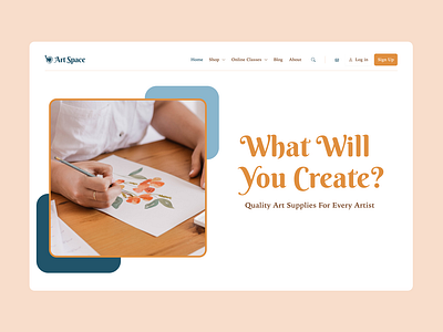 Design a colorful homepage for a new art supplies shop. by