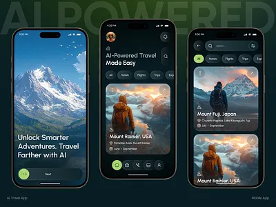 AI Travel Mobile App UI Design ai ai app ai itinerary app ai travel ai travel app ai trip planner app app design ios mobile mobile app personalized travel travel itinerary app travel planning travel route planner