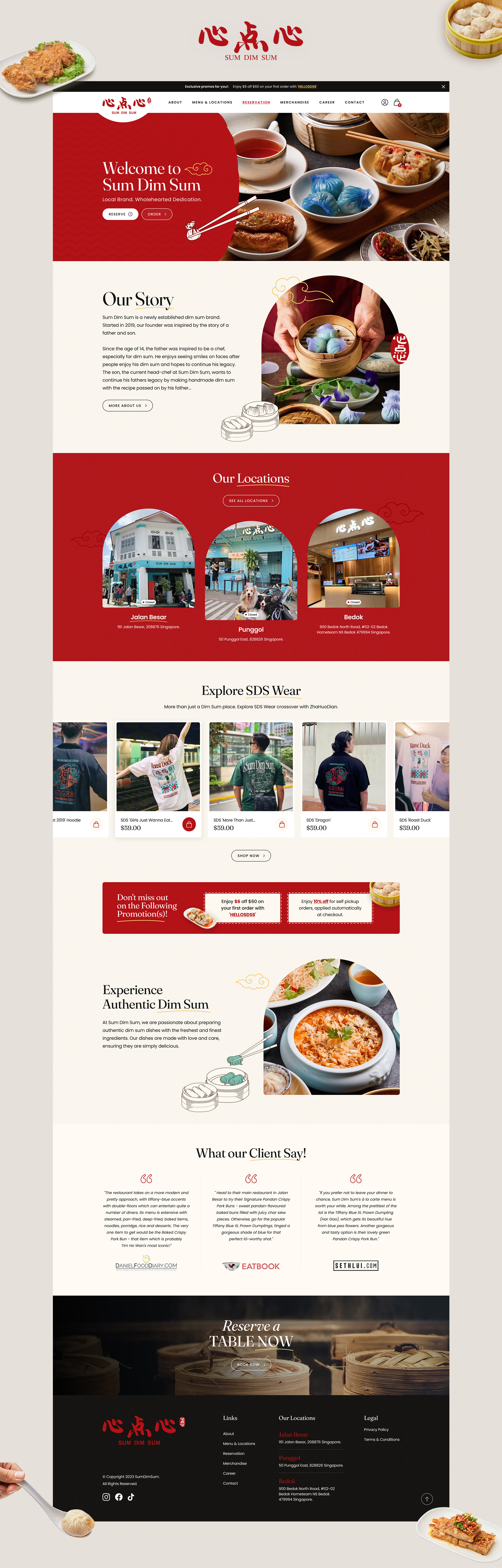Sim Dim Sum landing page ui