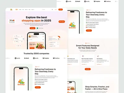 Grocery Landing Page UI/UX app design app landing page cleanui dribble ui ecommerce design grocery app grocery ui landingpage minimal design modern ui product design shopping app ui trends uiux user interface uxdesign visual design web webdesign website