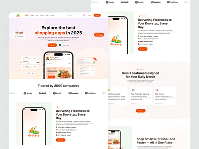 Grocery Landing Page UI/UX app design app landing page cleanui dribble ui ecommerce design grocery app grocery ui landingpage minimal design modern ui product design shopping app ui trends uiux user interface uxdesign visual design web webdesign website