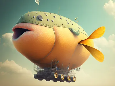 zeppelin fish flying creature alien surreal AI artwork 3d ai alien art artwork cg concept creature generated surreal ui