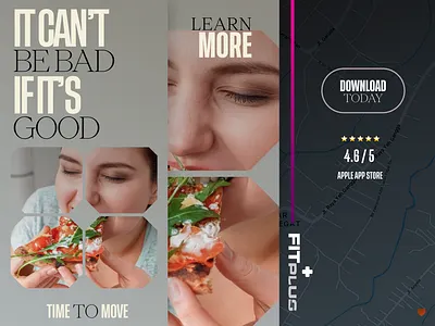 FIT-PLUS PROMO application fit plus fitness health healthy eating instagram interface jogging mobile social workout