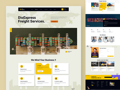 Dio Express - Transport Website | Landing Page branding clean creative figma design freight greenlogistics landingpage lastmile location logistics minimal shipping startup supplychain techlogistics transport transportation trucking warehousing website