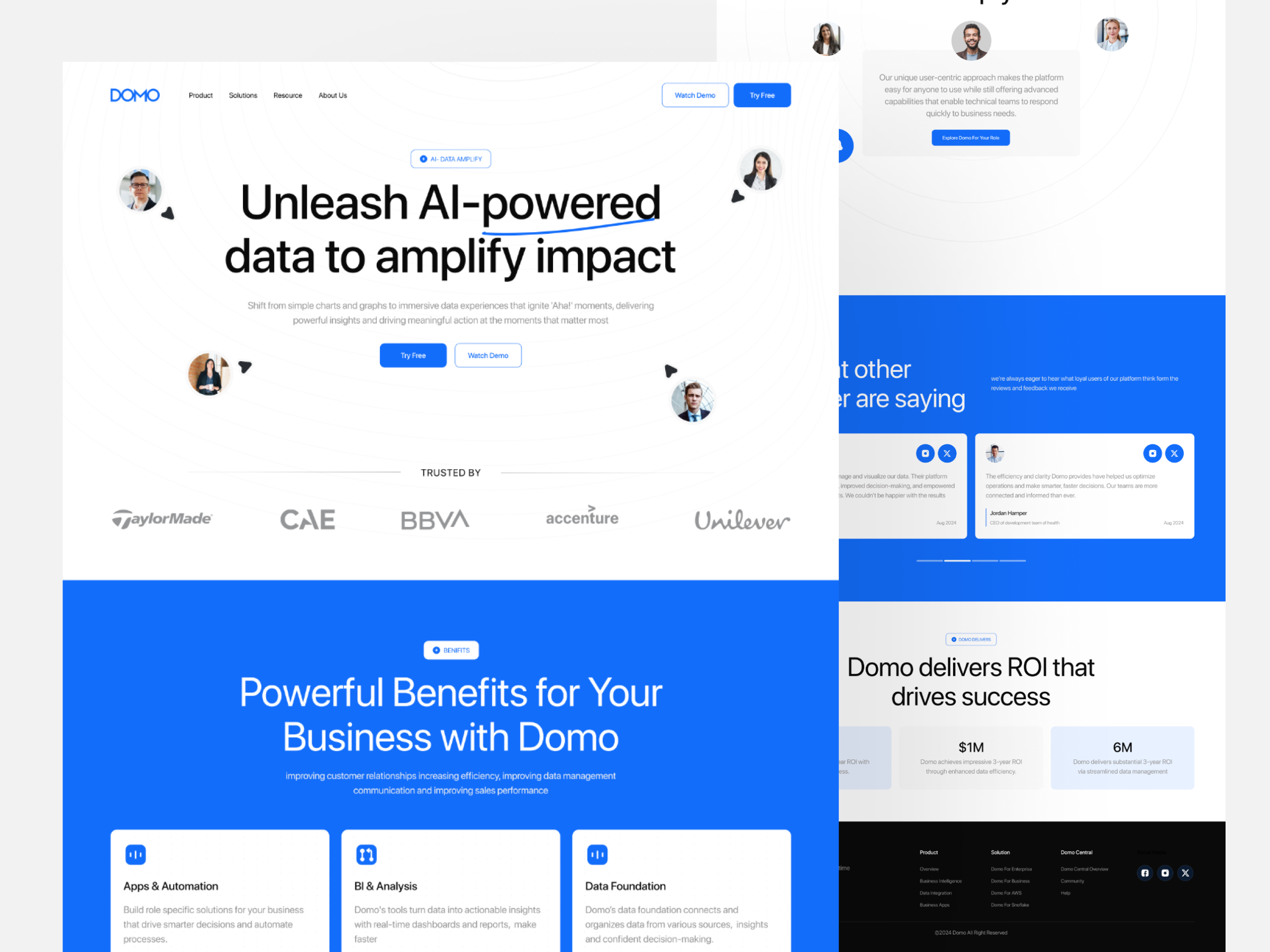 AI-Powered Data Analytics landing page ai powered platform blue theme business intelligence corporate design data platform data visualization design intelligence automation landing page product design saas uiux web design