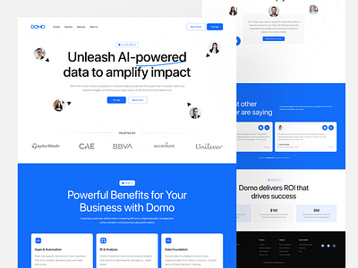 AI-Powered Data Analytics landing page ai powered platform blue theme business intelligence corporate design data platform data visualization design intelligence automation landing page product design saas uiux web design