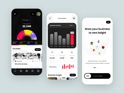 Business management application app design business app design graphs growth mobile ui ui design