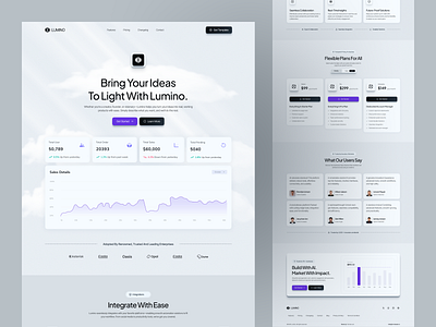 Lumino - AI Landing Page ai artificial intelligence assistant b2b homieslab landing landing page marketing minimalist modern productivity saas simple startup tech technology ui ux web design website