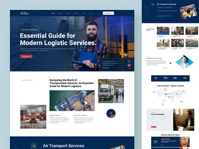 Dio Express - Transport Design Website | Landing Page airfreight branding cargo clean courier creative deliveryservice design freight logistic minimal shipping supplychain transport transportation truckdriver trucking ui warehousing website