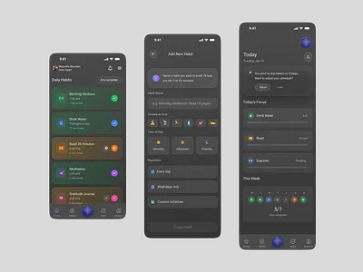 personal AI voice-first habit assistant 🔥 animation appdesign graphic design mobile design ui uiux ux