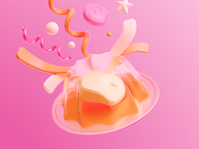 Dessert in Motion – Vibrant 3D Render, Candy Colors, CG Art 3d 3d artist 3d design 3d designer 3d drawing 3d illustration 3d model 3d modeling 3d render 3d visual blender c4d candy cg cg art cinema4d colorful food funny pink