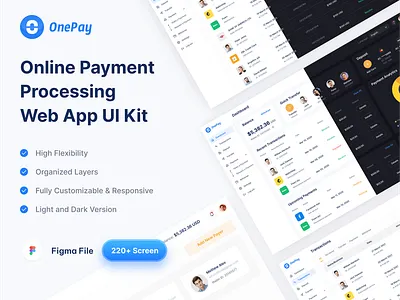 Online Payment Processing Web App UI Kit dashboard figma figma design payment ui ui design ui kit uihut web app website design
