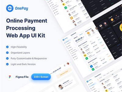 Online Payment Processing Web App UI Kit dashboard figma figma design payment ui ui design ui kit uihut web app website design