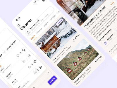 Cabins activity feed airbnb app cabins chalets dashboard design hotel ios map mobile reserve ui ux
