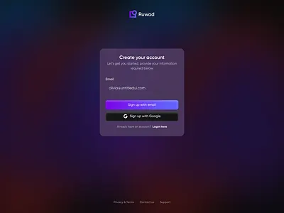 Sign up app design ui web website