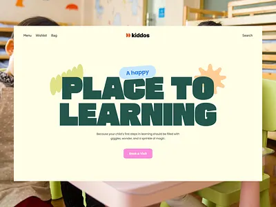 Kiddos - Landing Page for Kindergarten cheerfull figma green kindergarten landing page landing page design landing page template ui design ui ux design website website design website template