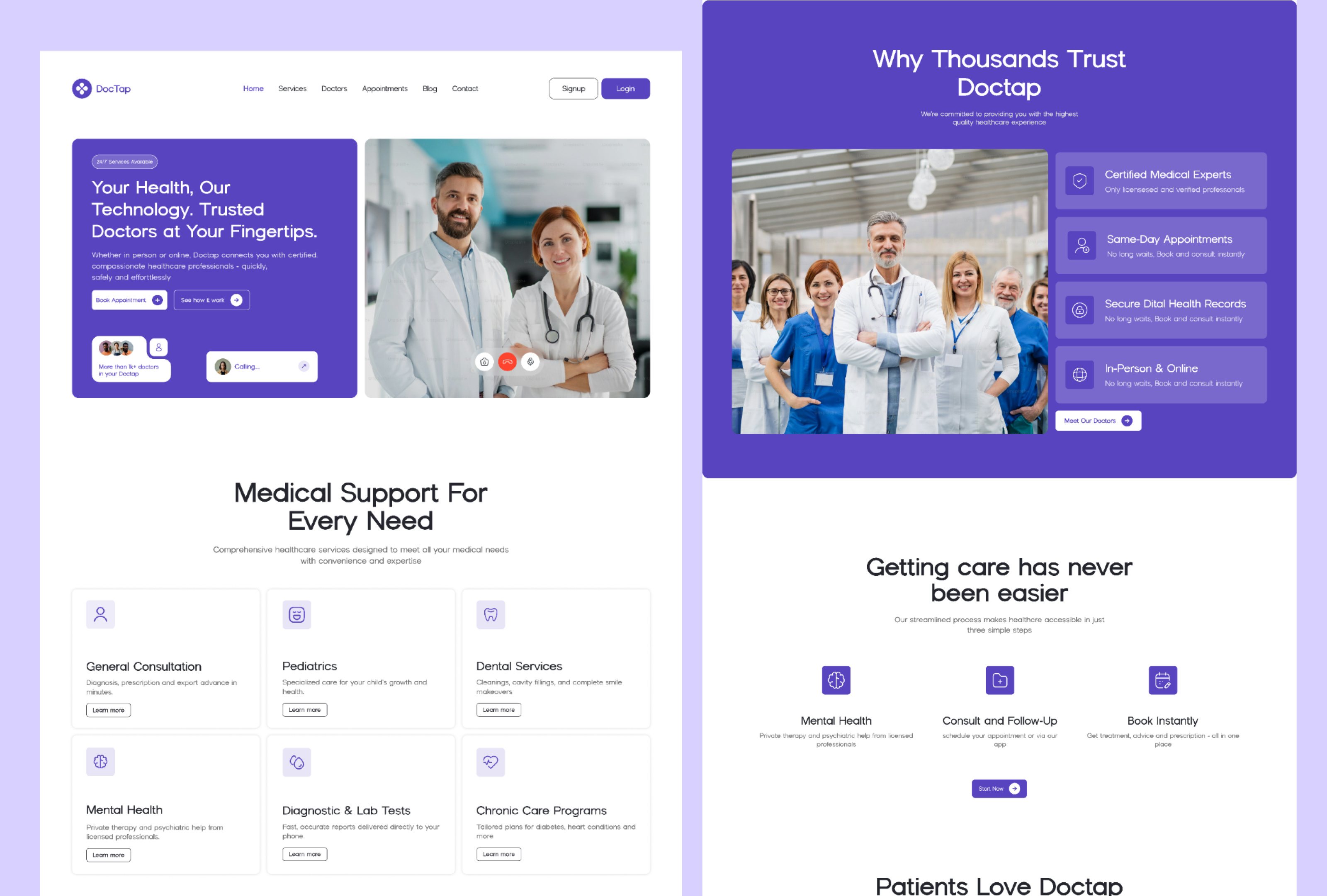 DocTap – Modern Healthcare Website UI Design hospital and clinic ui