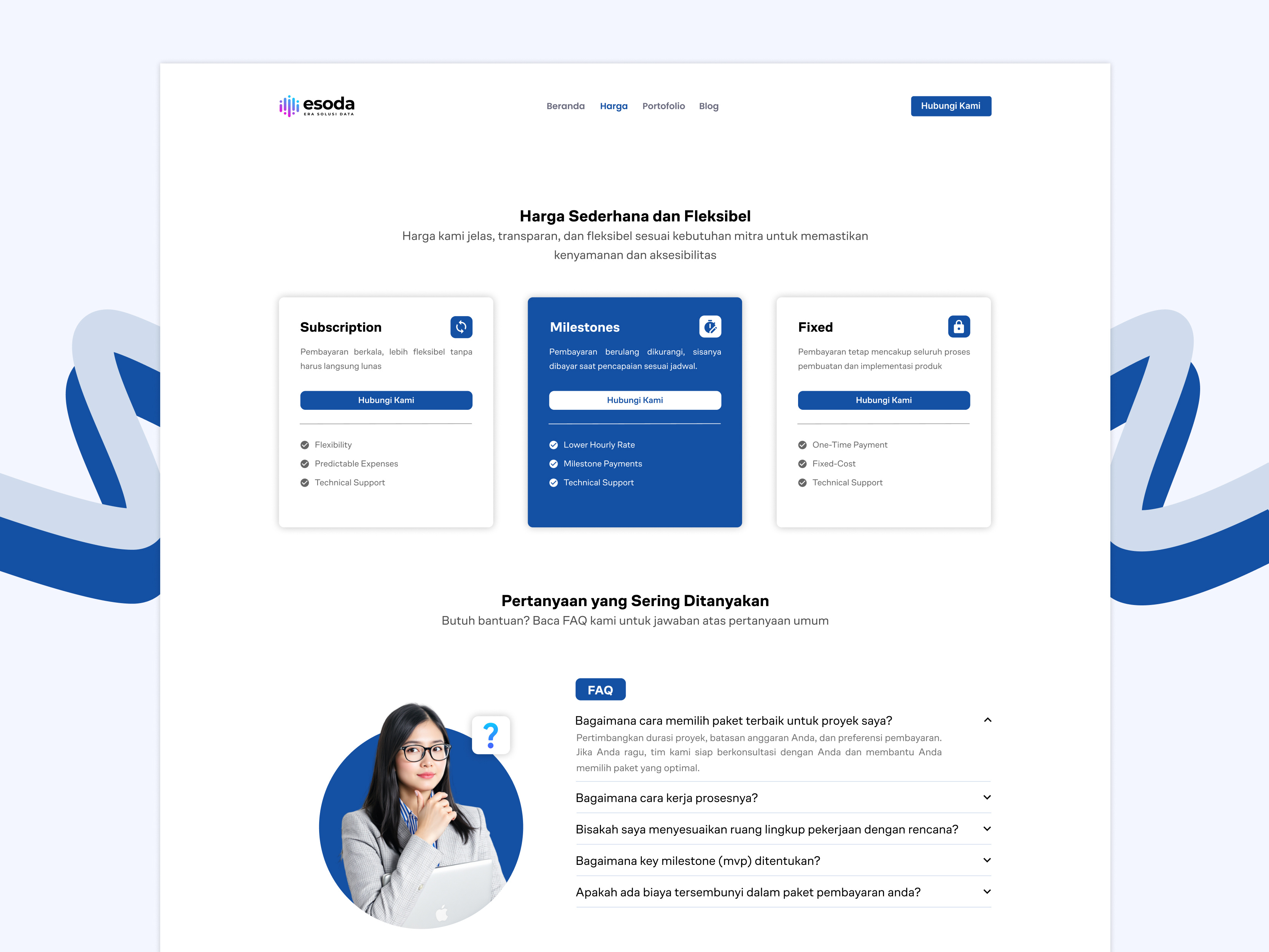 Price Page - Era Solusi Data blue clean website company faq faq page landing page price page pricing ui ui ux ui design ux ux design web redesign white