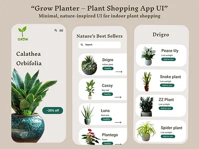 Grow Planter-Plant Shopping UI figma graphic design plant grow app uiux