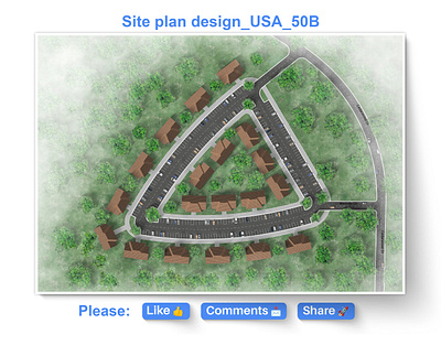 Site plan design_USA_50B 2d rendering archiminy architecture portfoilo community design design illustration landscape photoshop rendering real estate usa rendering residential design site plan sustainable living urban planning