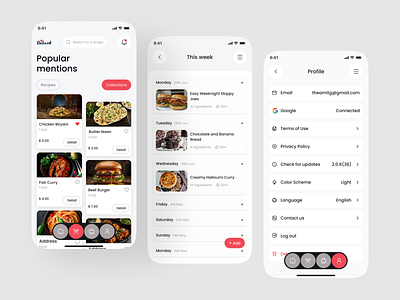 Weekly Meal Planner & Recipe App UI/UX Design app concept cooking app food delivery ui food planner food ui grocery list healthy eating kitchen app meal planner meal planning minimal ui mobile app design mobile ui modern ui design recipe app recipe design ui design ux design