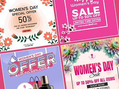 Women's Day Sale – Creative Social Media Post Designs floar floral graphic design minimal offer offering promotional design sale sale design social media post womens day