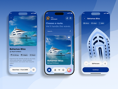 Cruise Booking App Design app design beach boating cruise cruise adventure cruise app cruise booking cruise itinerary cruise trip applications luxury cruise mobile app palm sailing ship ship booking app ui design vacation yatch