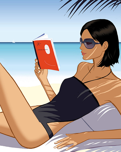 Beach Reader character digital editorial fashion folioart illustration