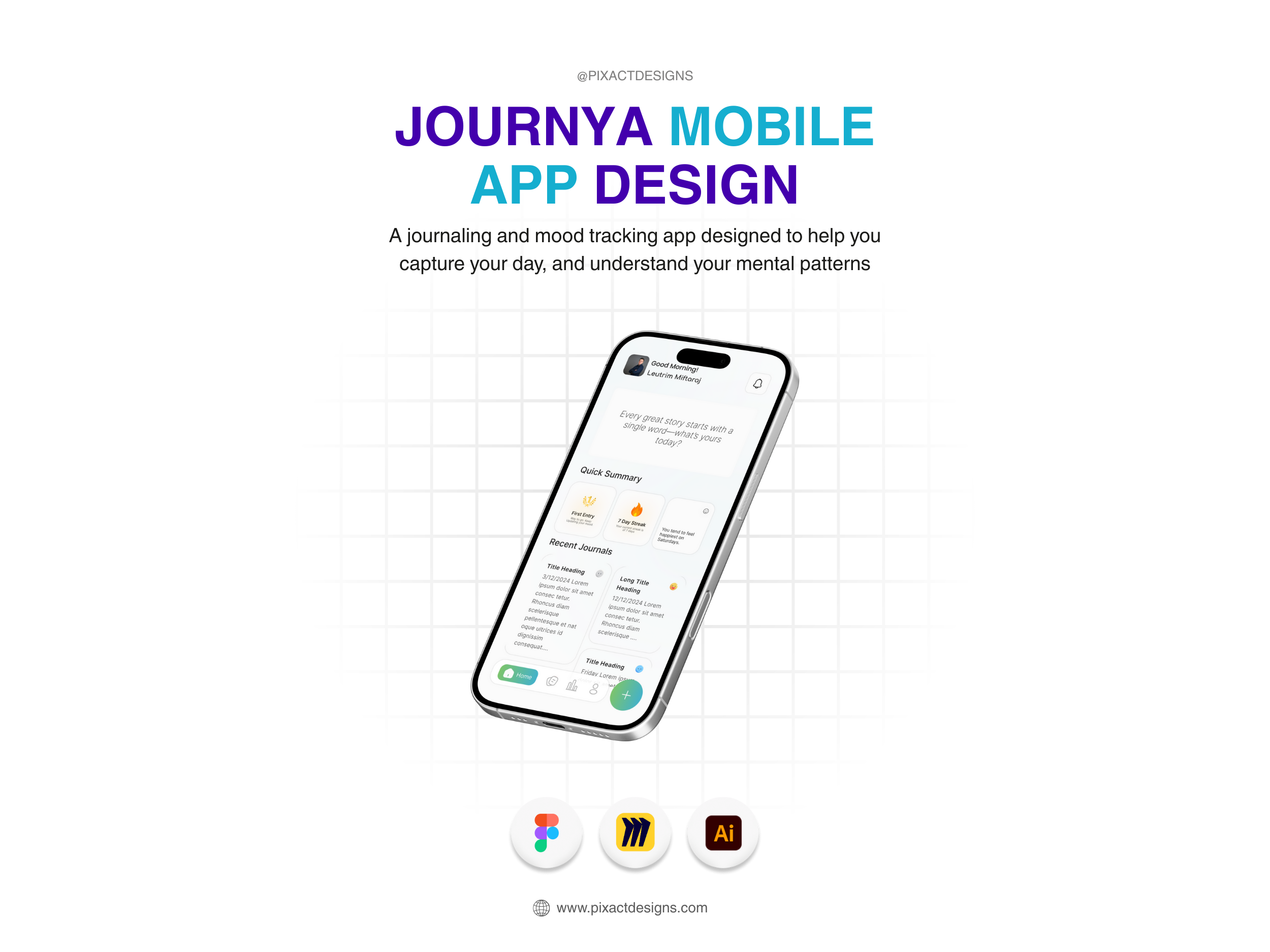 Journya Mobile App Design by Pixact branding logo