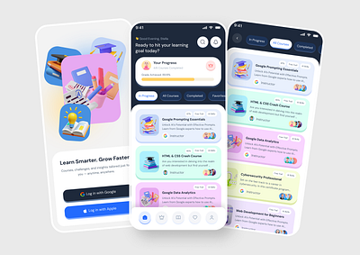 Online Course Education App app ui ux application design education app education app ui learning app learning app design online course app online learning ui ux design user interface user interface design