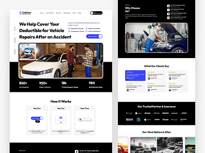 Collision Landing Page Design autorepair car repair car repair landing page carfix carservice cleanui conversionrateoptimization design landing page design mechanicshop minimaldesign ui ui design uiuxinteraction userengagement ux ux design uxui design vehiclerepair website design